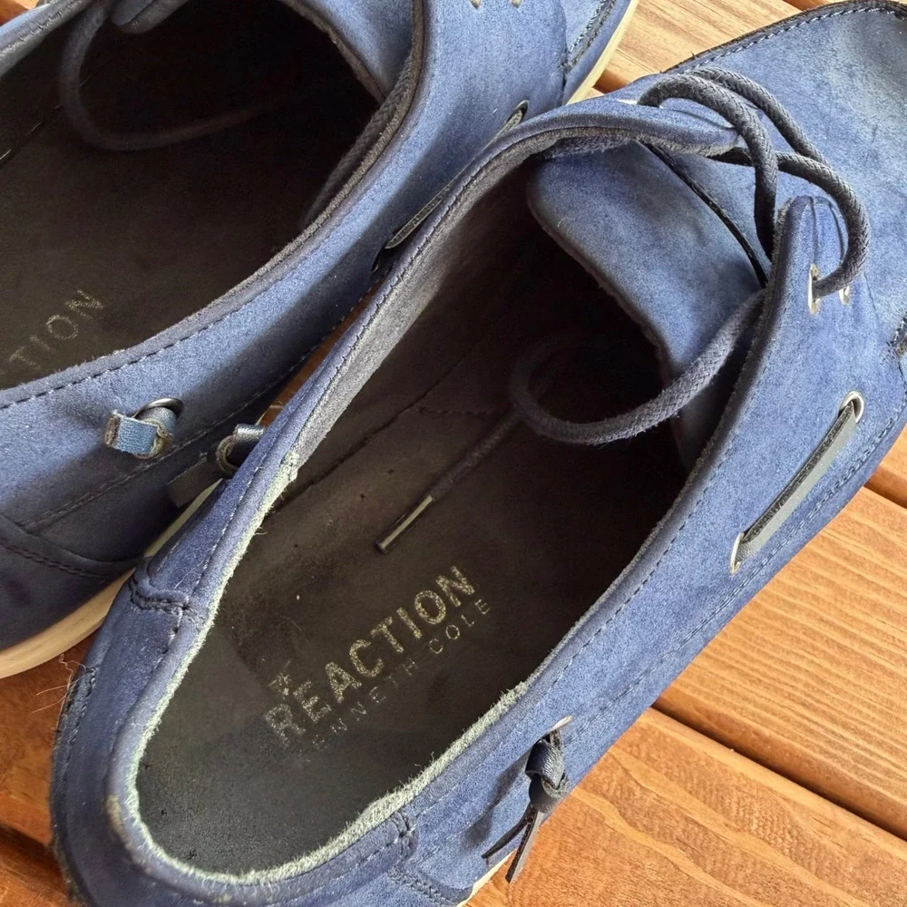 Kenneth‎ Cole Reaction Indy Boat Shoes Mens 11.5 Navy Blue Faux Suede Sneakers